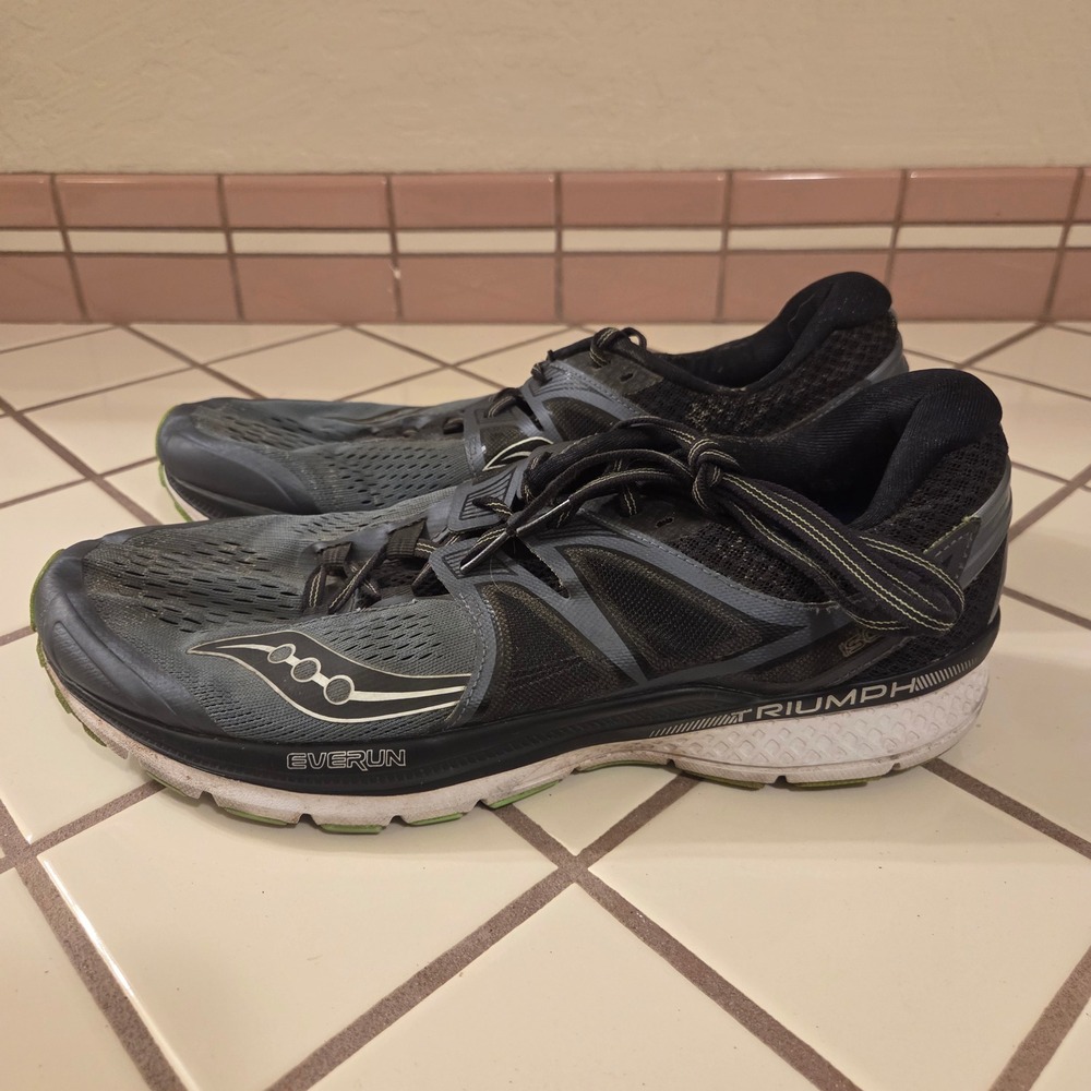 Saucony Triumph ISO 3 Mens Running Shoes Black Grey Green S20346-4 Size 12.5